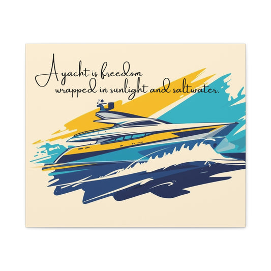 Yacht wall art canvas with a quote on a beige background