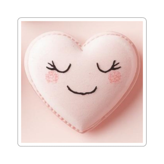 Sweet Blushing Valentine Heart Glossy Vinyl Kiss-Cut Sticker