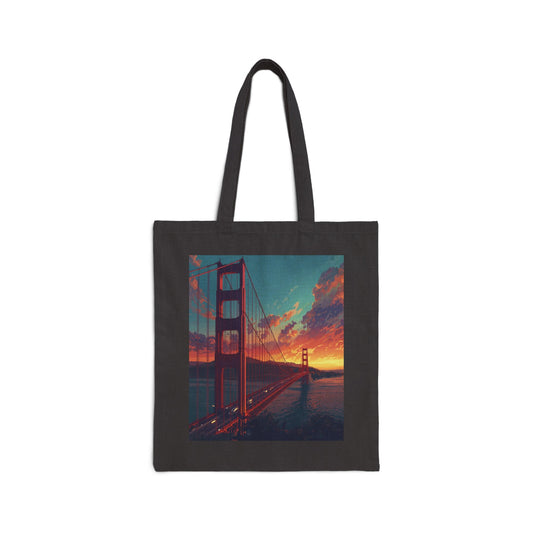 Golden Gate Sunset Tote Bag - San Francisco Canvas Tote