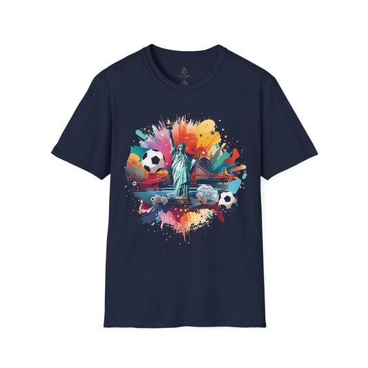Statue of Liberty Soccer Splash Match Day T-Shirt — NYC Football Fan Tee