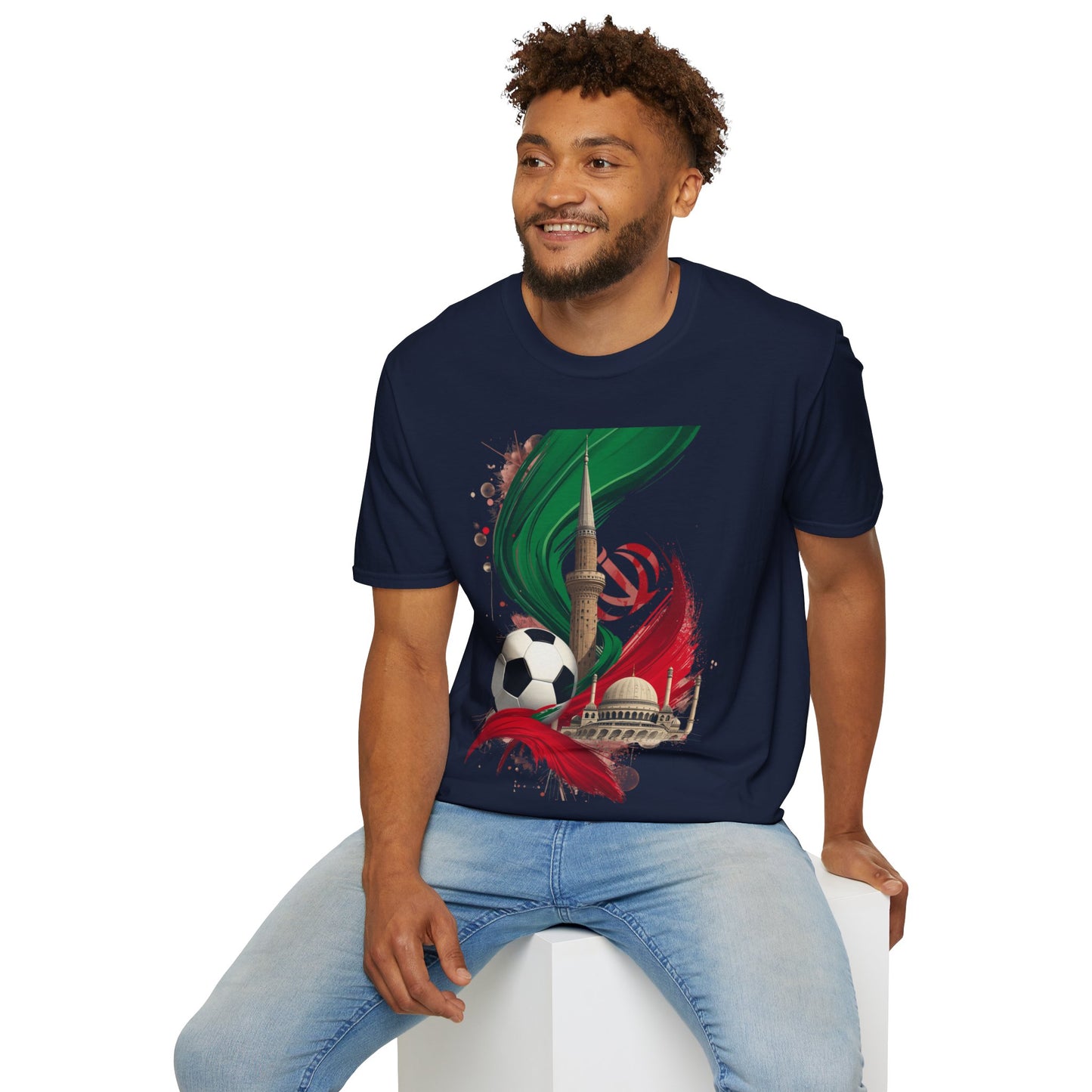 Iran Dynamic Flag Colors T-shirt Minaret & Mosque Art Tee