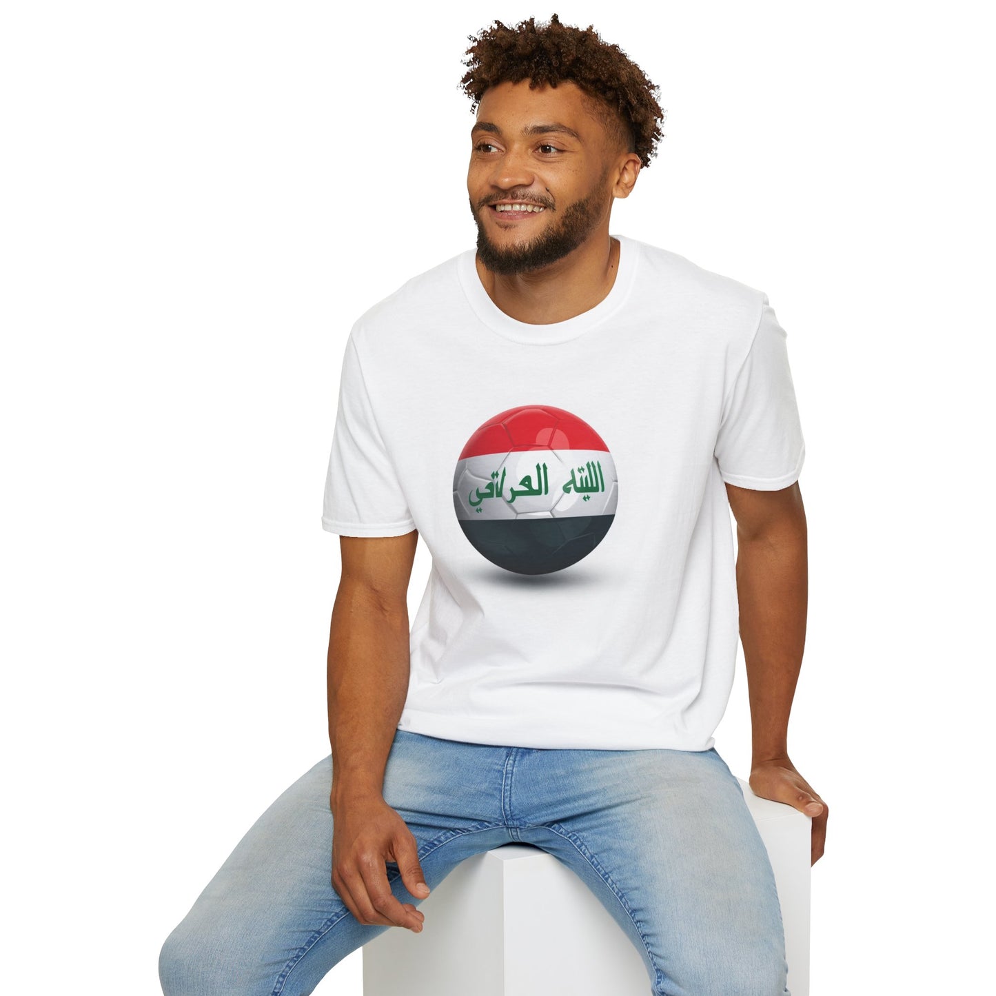 Iraq Flag Soccer Graphic T-Shirt Lions of Mesopotamia Football Tee