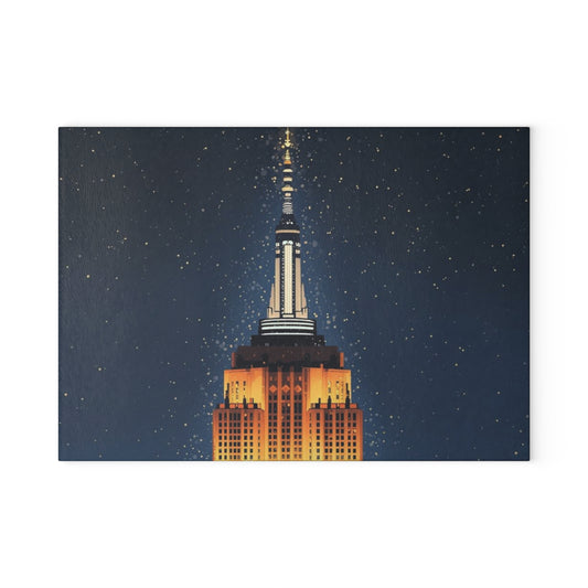 Empire State New York Night Skyline Glass Cutting Board Kitchen Home Decor