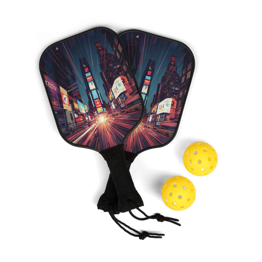 Pickleball Paddle Set – City Lights Design Paddle Kit with Two Balls