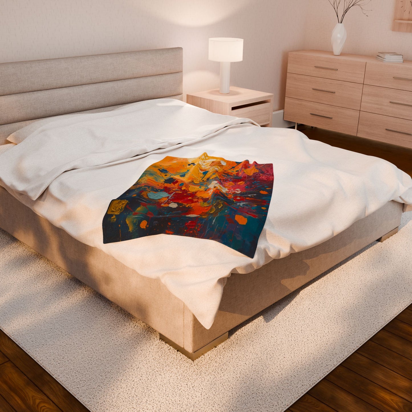 Abstract Color Splash Velveteen Plush Blanket — Vibrant Floral Paint Throw