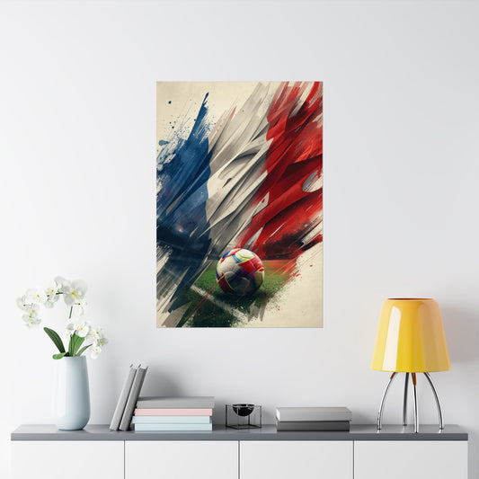 Soccer France Flag Poster — Matte Vertical Football Art Print