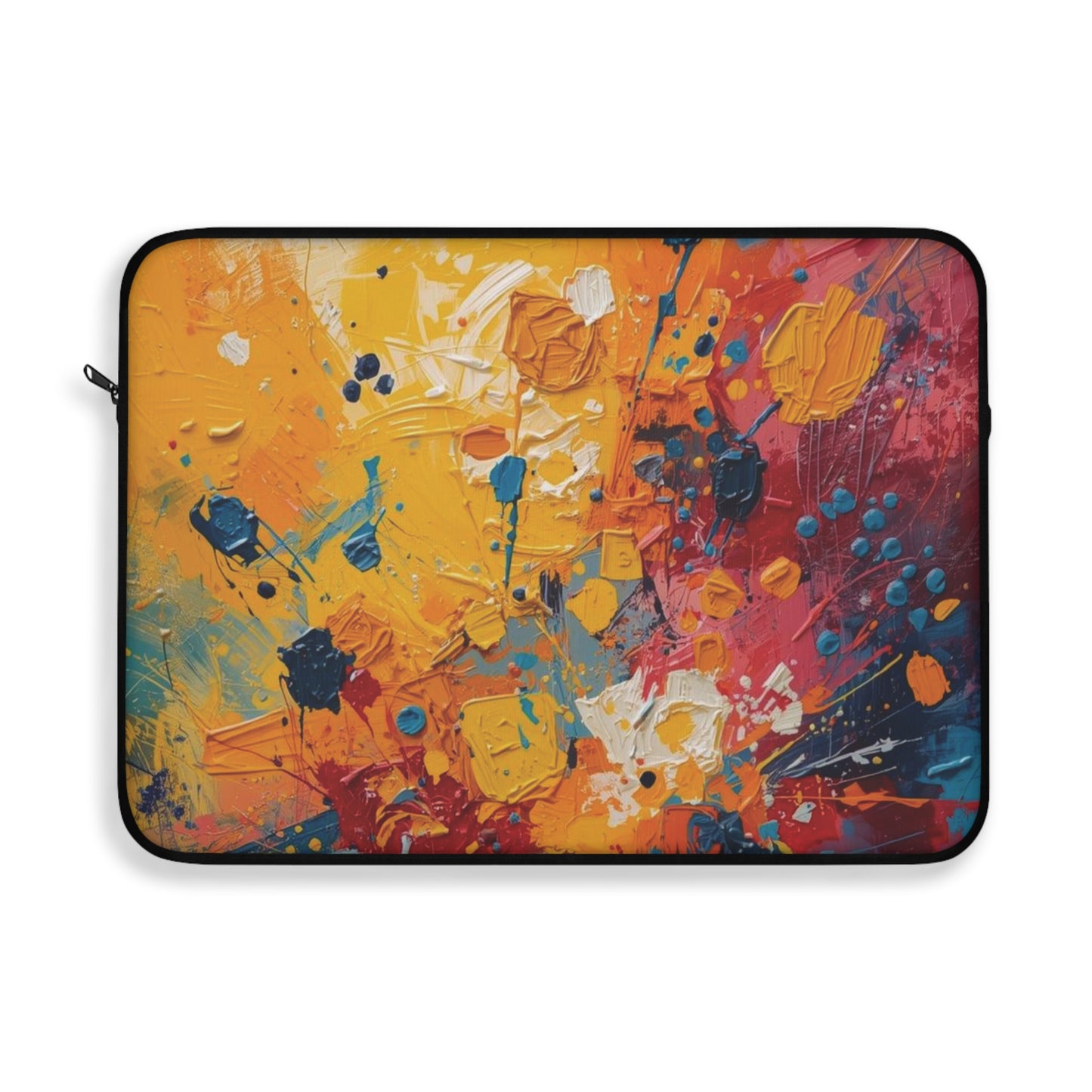 Colorful abstract laptop sleeve on a white background