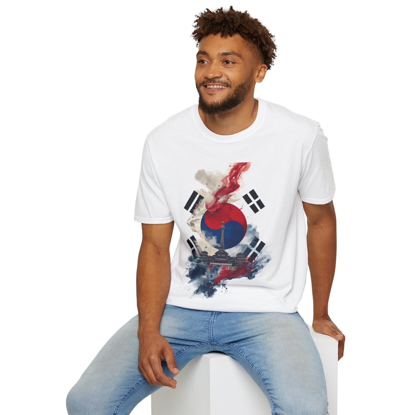 South Korean Abstract Flag Football T-shirt N Seoul Tower Traditional Palace Tee