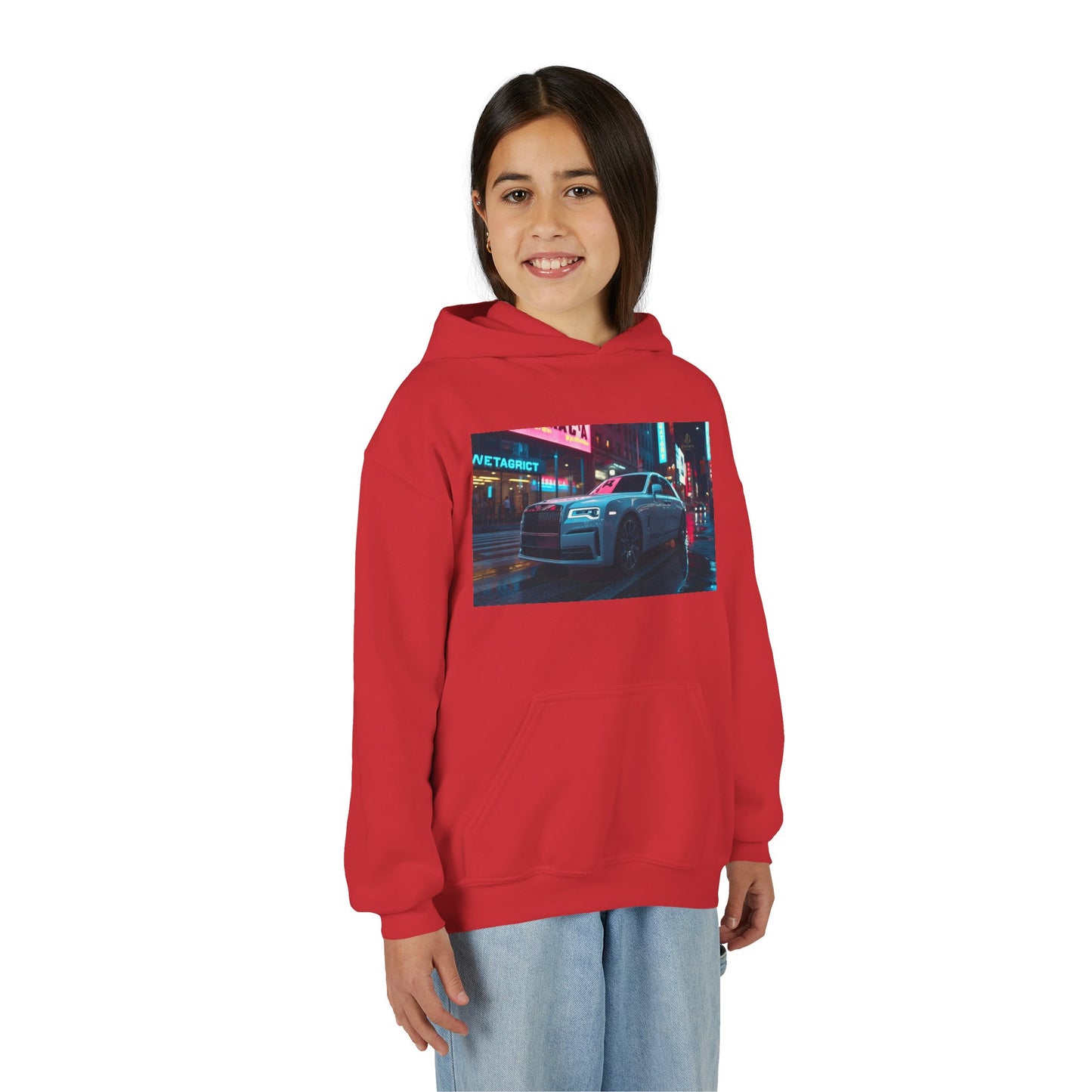 Youth Kids Hoodie — Neon City Sports Car Print Jacket