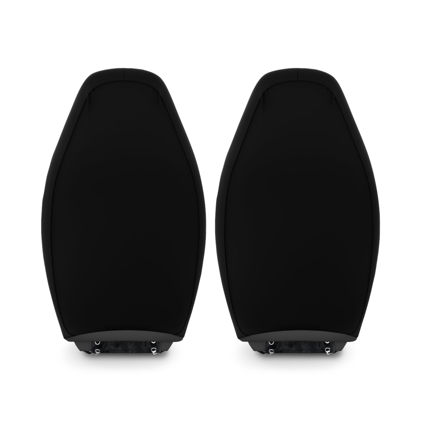 Pair of black car seat covers on a white background