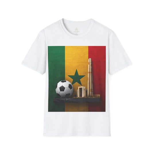 Senegal Flag Soccer T-Shirt – Dakar Skyline & Football Graphic Tee