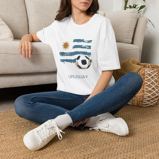 Uruguay Football Flag Graphic T-Shirt La Celeste Soccer Brushstroke Tee