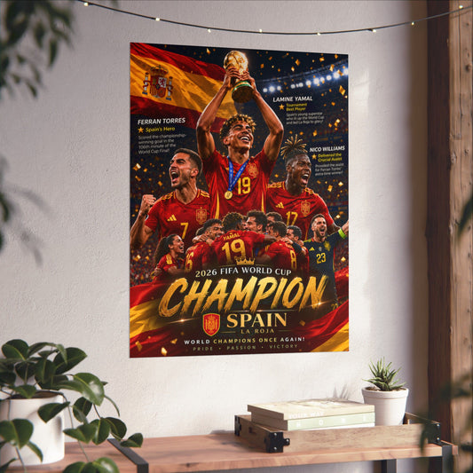 Spain La Roja Soccer Champions Commemorative Wall Art Poster Print
