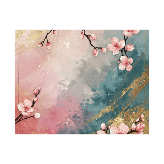 Blush & Teal Floral Abstract Poster | Matte Horizontal Wall Decor