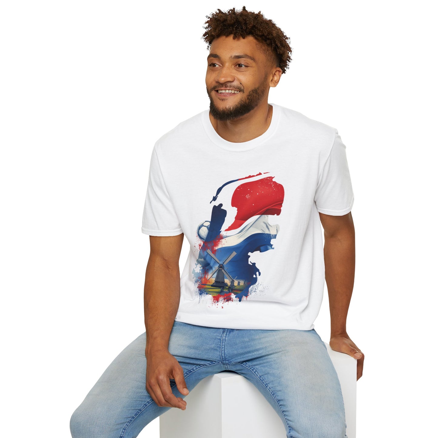 Netherlands Flag Watercolor T-Shirt — Dutch Windmill Scenic Tee