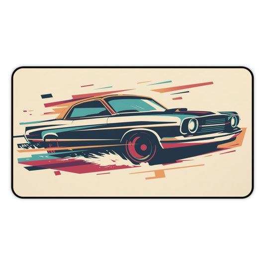 Mouse pad with Illustration of a classic car on a colorful abstract background