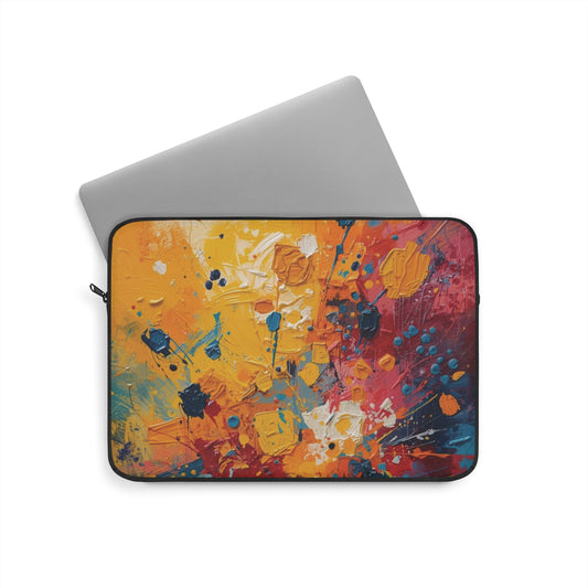 Colorful abstract laptop sleeve on a white background