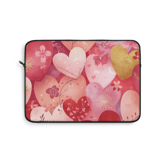 Valentine Heart Pattern Laptop Sleeve — Pink Floral Love Computer Case
