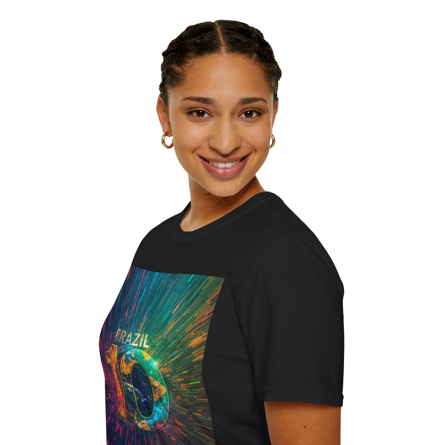 Brazil 10 Soccer Match Day T‑Shirt — Colorful Galaxy Design Tee