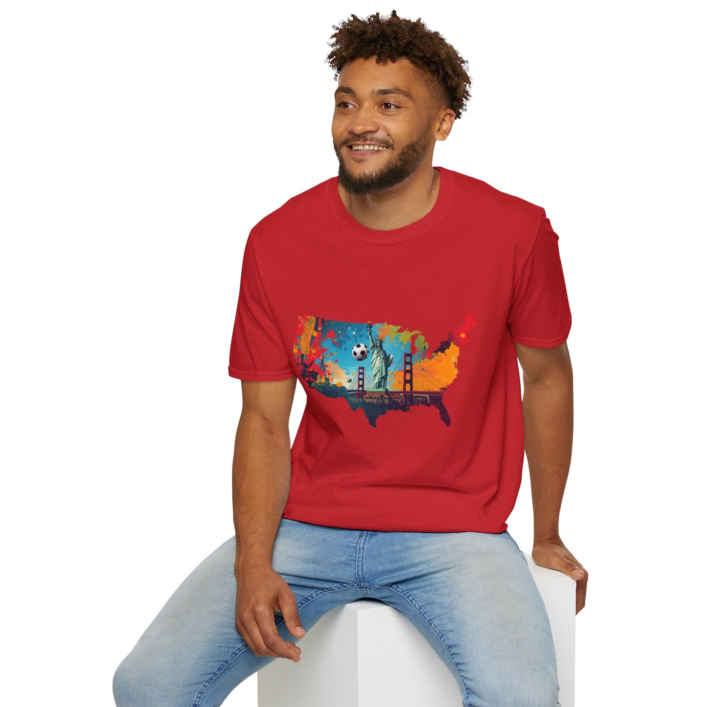 USA Soccer Match Day T-shirt — Colorful Map Graphic Tee