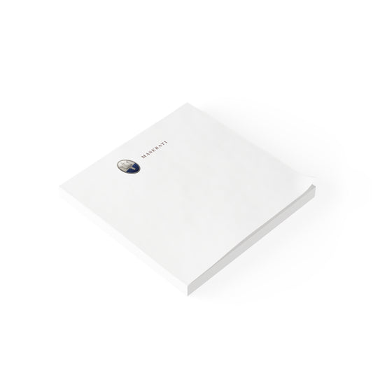 White notepad with a logo on a white background
