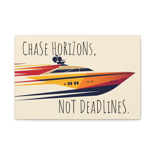 Motivational poster with a speedboat illustration and text on a beige background