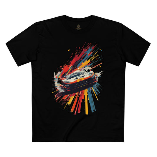 Racing Car Splash T-Shirt Sports Car Graphic Tee for Auto Enthusiasts