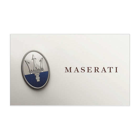 Maserati logo on a white card