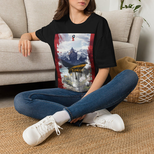 Patriotic Canadian Flag T-Shirt Maple Leaf Mountain Art Design Tee