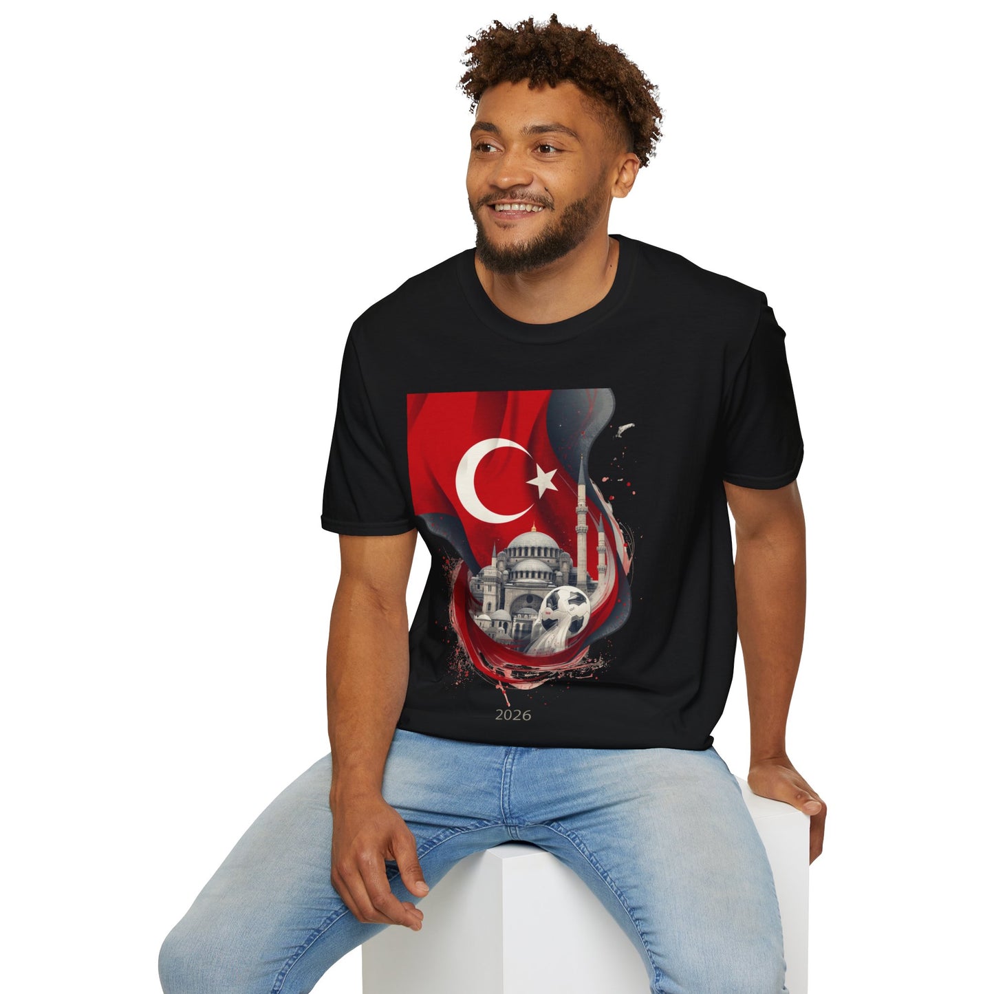 Türkiye Football T-Shirt Turkish Flag & Istanbul Mosque Design Tee