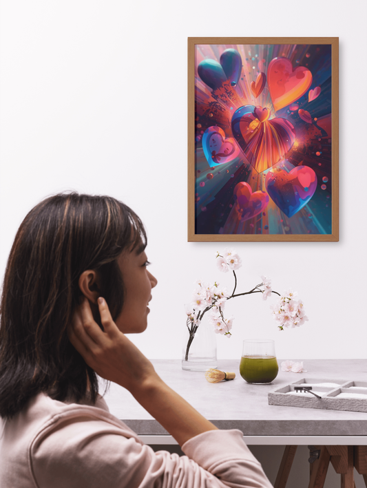 Heart Burst Matte Poster — Vibrant Abstract Valentine Wall Art