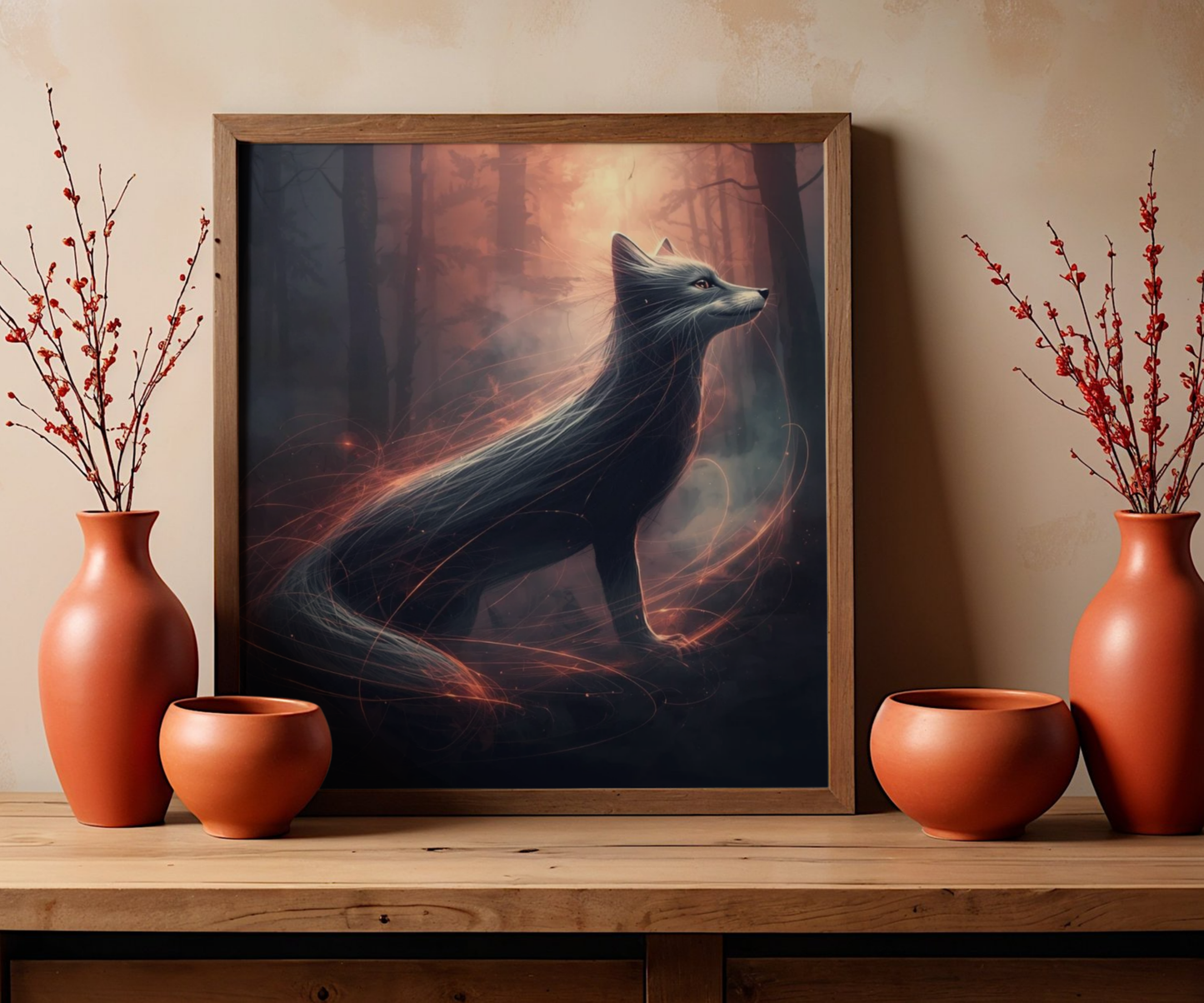 Mystic Fox Wall Art Poster | Matte Vertical Forest Fantasy Print