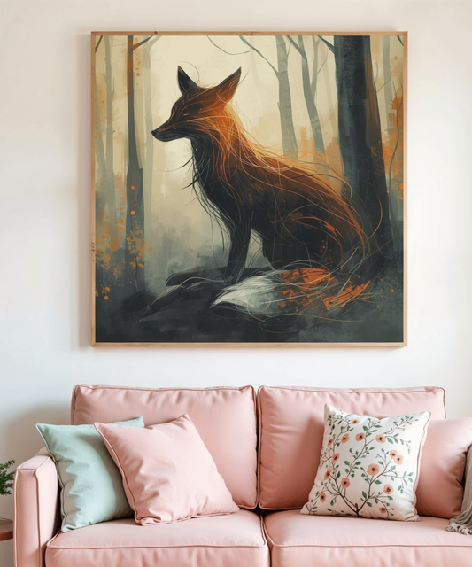 Mystical Fox Forest Poster | Matte Woodland Wall Art Print