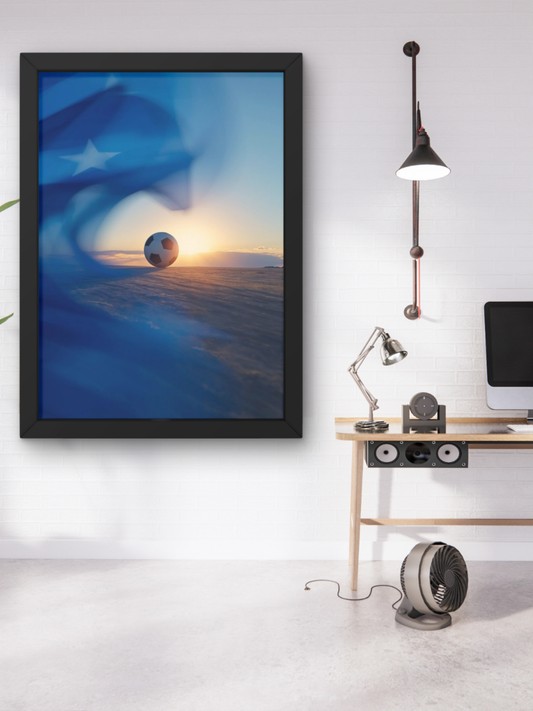 Cape Verde Football Sunset Matte Poster — Blurring Flag under the Star Wall Art