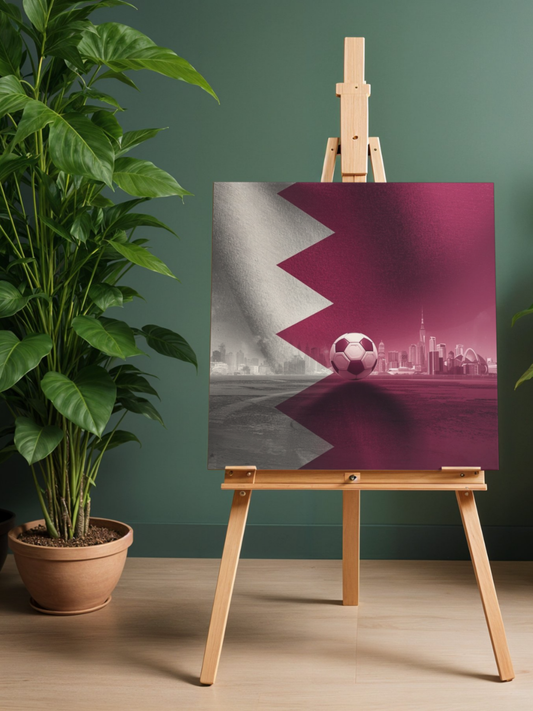 Qatar Flag Skyline Soccer Poster — Matte Vertical Football Wall Art