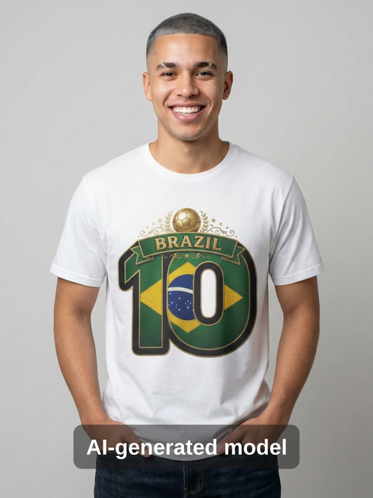 Brazil 10 Soccer T‑Shirt – Football Fan Tee with Brazilian Flag Design