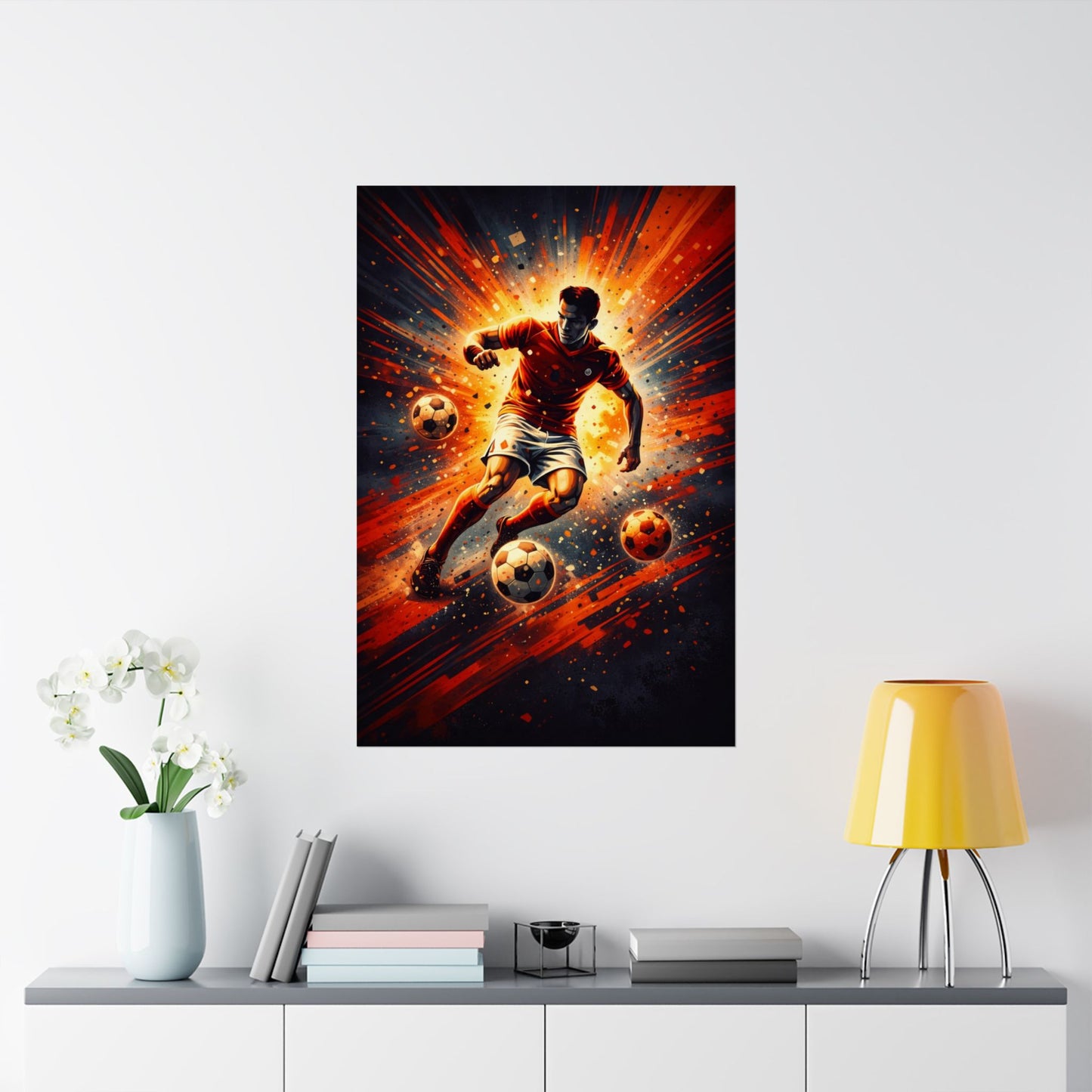 Soccer Action Matte Poster — Dynamic Football Player Wall Art