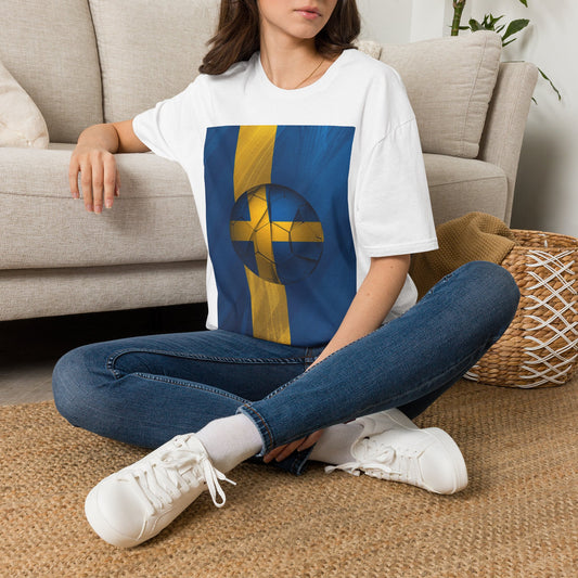 Sweden Football Flag Graphic T-Shirt Modern Blågult Soccer Design Tee