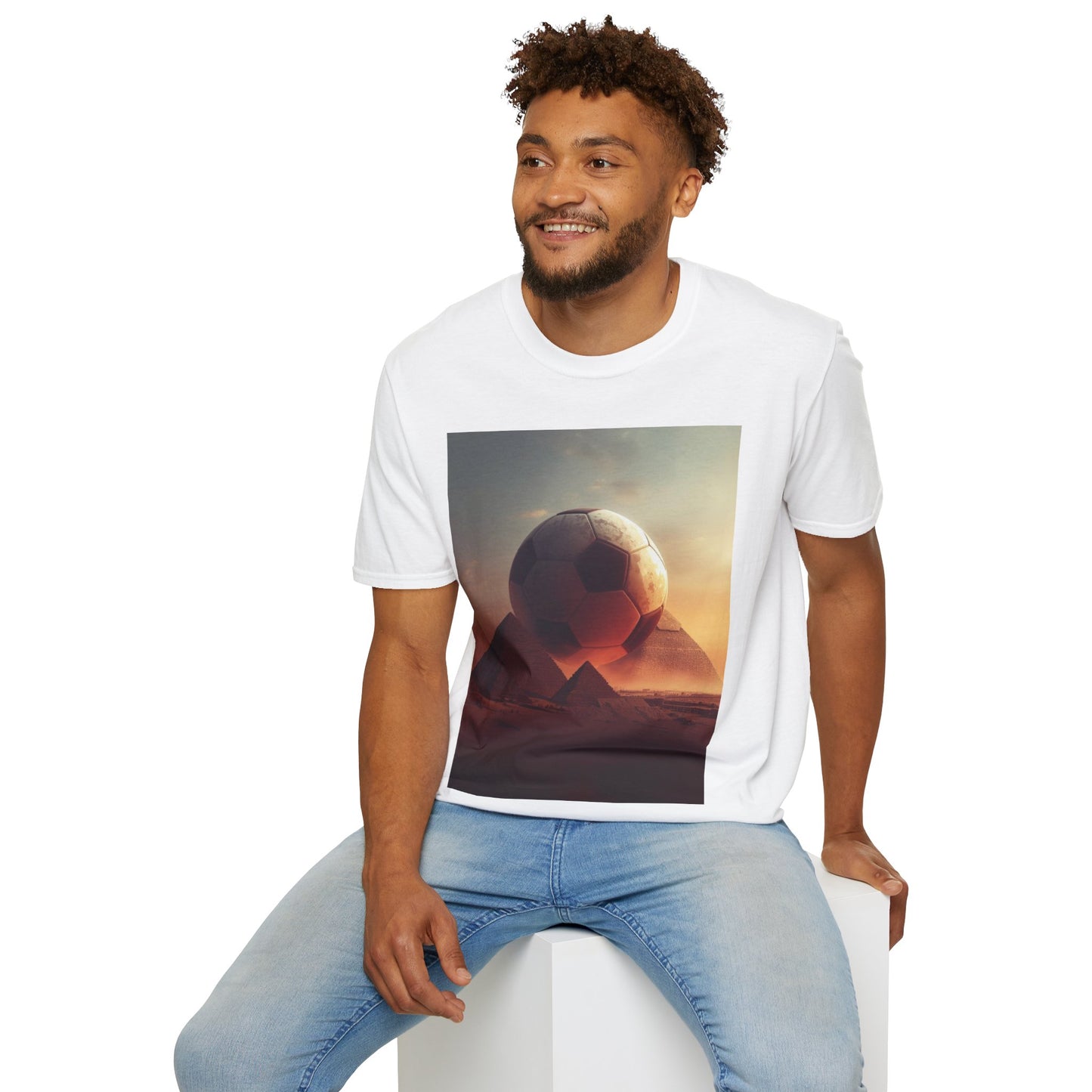 Egypt Soccer Pyramid T‑Shirt — Football Sunset Graphic Tee