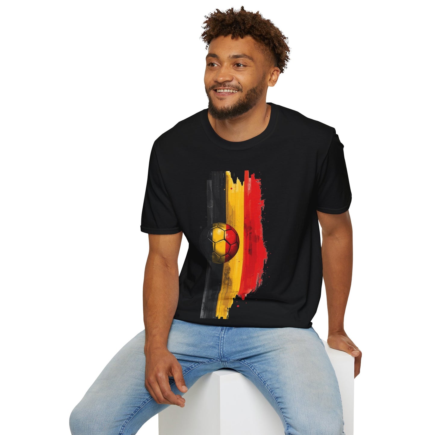 Belgium Football Flag Brushstroke Tee Red Devils Soccer Graphic T-Shirt