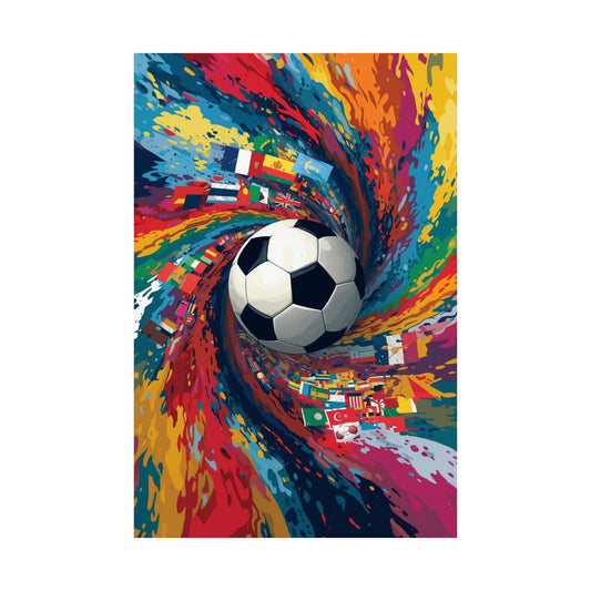 Soccer World Flags Matte Poster — Vibrant Football Art Print