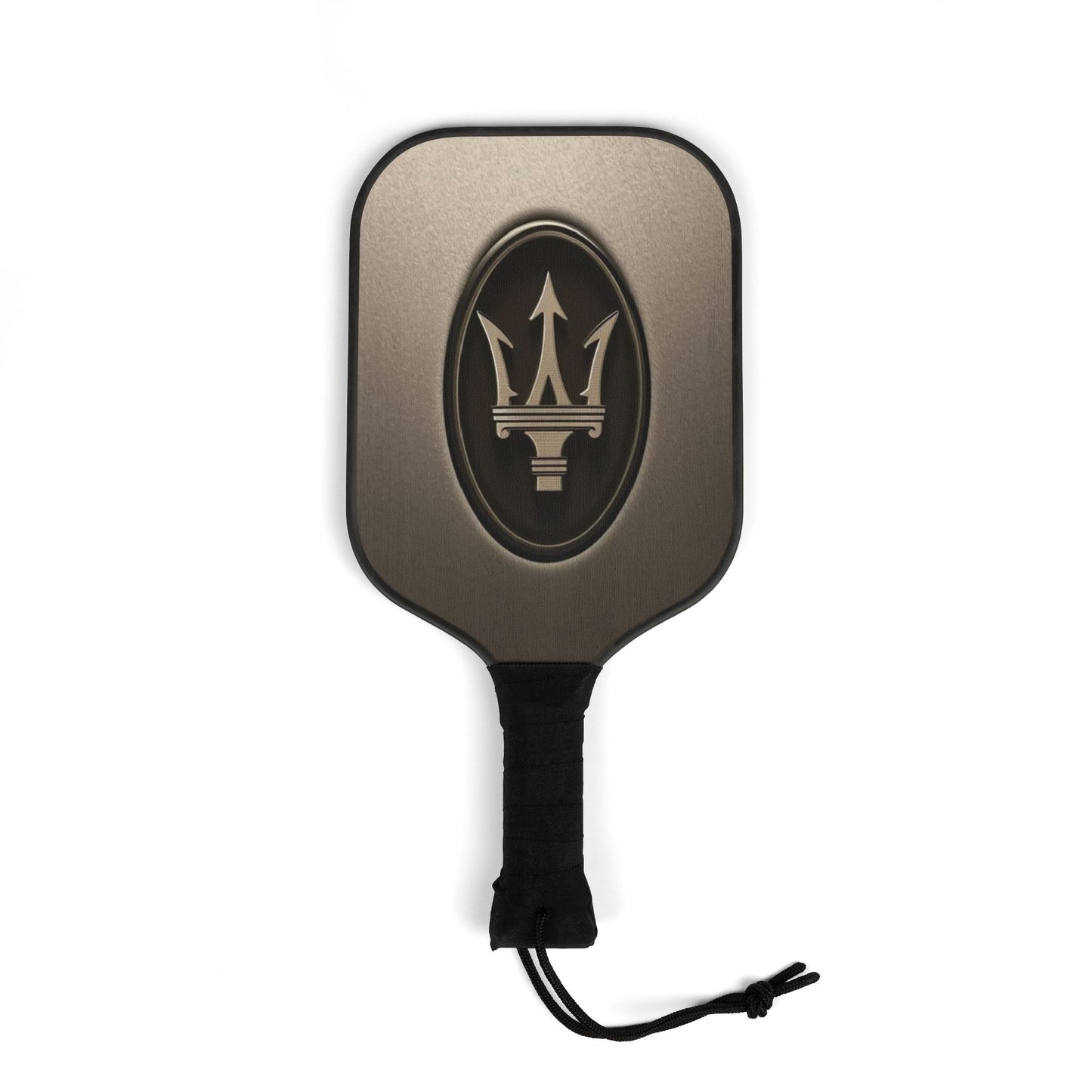 Pickleball paddle with a logo on a white background