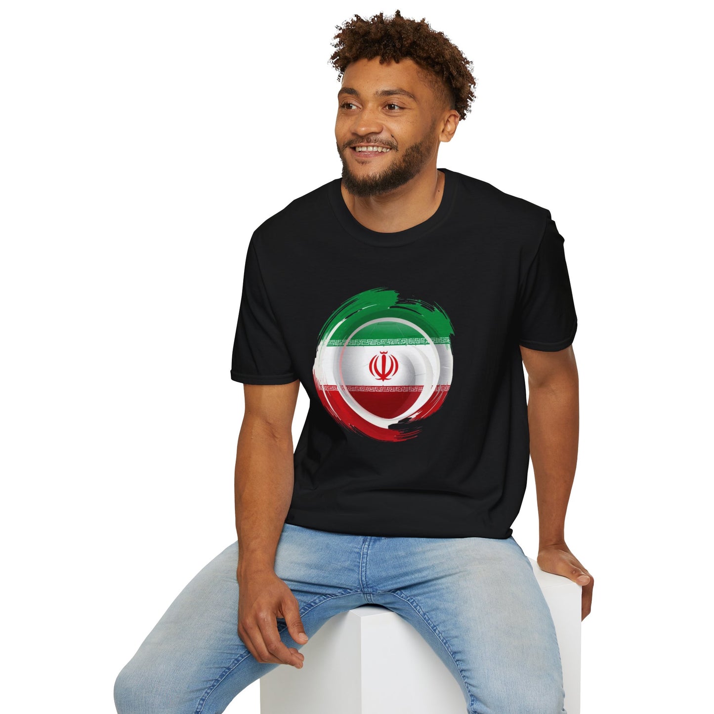 Iran Football Flag Circular Brushstroke T-Shirt Team Melli Soccer Graphic Tee