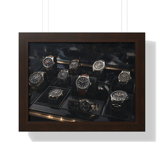 Framed Poster — Luxury Watch Display Horizontal Wall Art