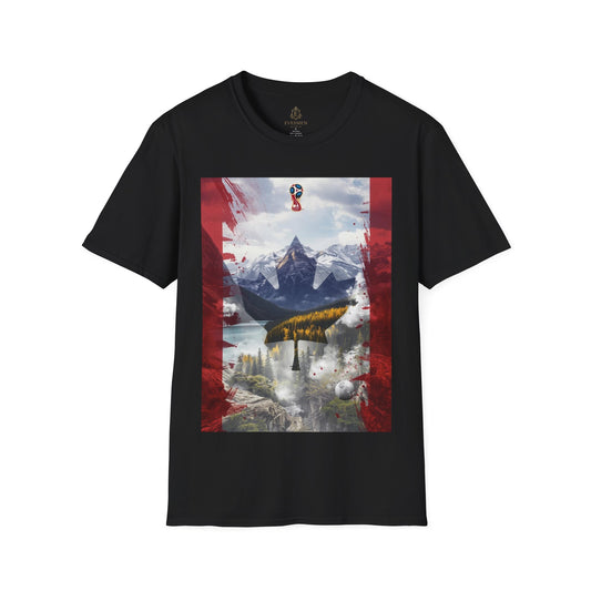 Patriotic Canadian Flag T-Shirt Maple Leaf Mountain Art Design Tee