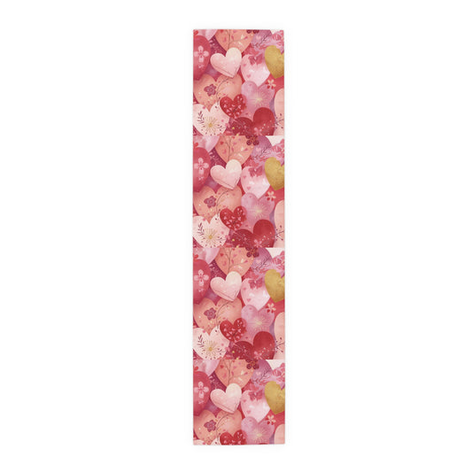 Valentine Hearts Floral Table Runner — Pink Romantic Table Decor for Valentine’s Day