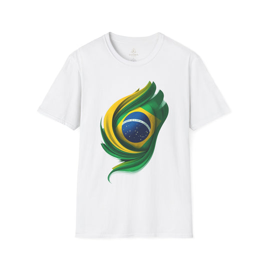 Brazil Flag Feather Football Graphic T-Shirt Tee