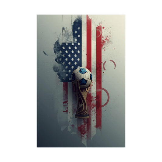 American Soccer 2026 Poster — USA Flag Matte Vertical Art Print