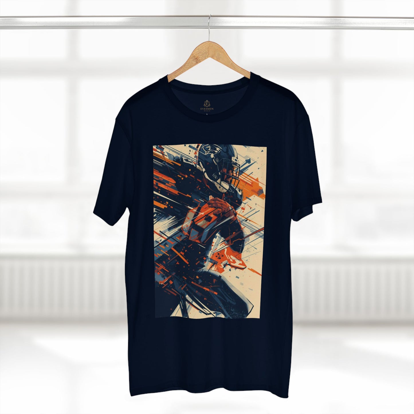 Football Player Action T-Shirt Dynamic Grunge Helmet Design