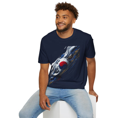 South Korea Football Wave Flag T-Shirt Luxury Abstract Soccer T-Shirt